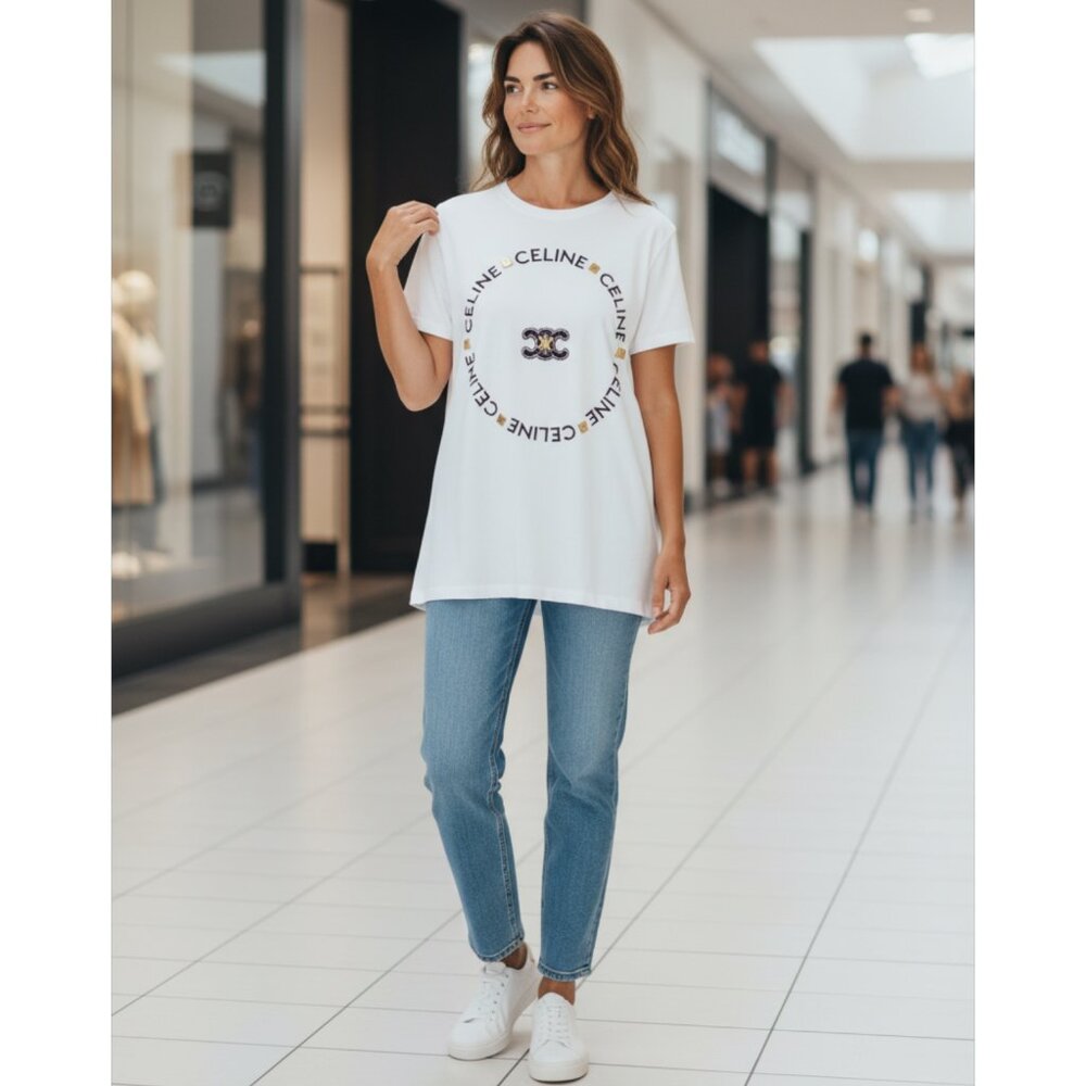 Oversized Celine Logo  top size S/M NEW - Picture 3 of 10